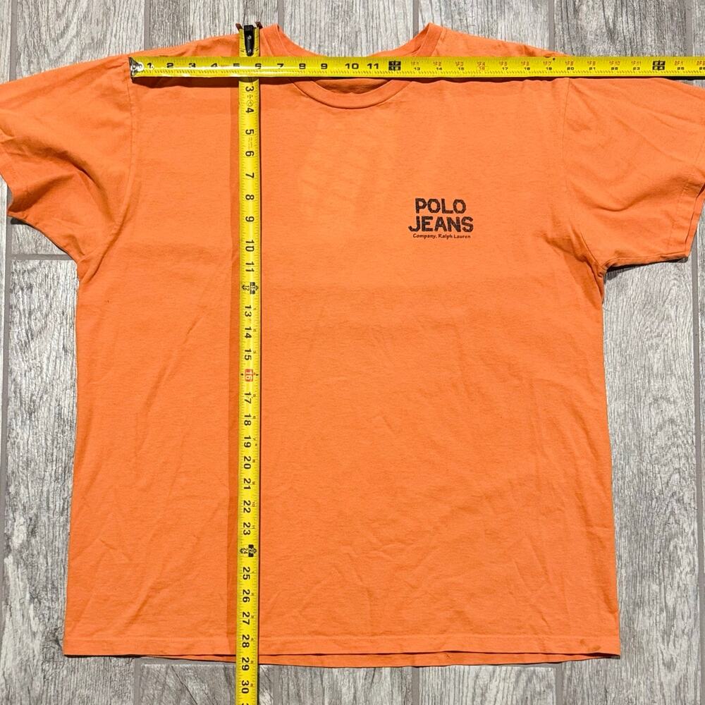 Ralph Lauren Polo Jeans Mens Vtg T-Shirt XL Orange Tropical Beach‎ Graphic Print - Picture 6 of 7